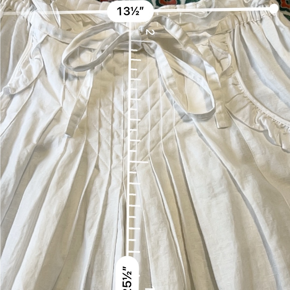 THE GREAT. White Midi Skirt with Drawstring Waist - Picture 6 of 8